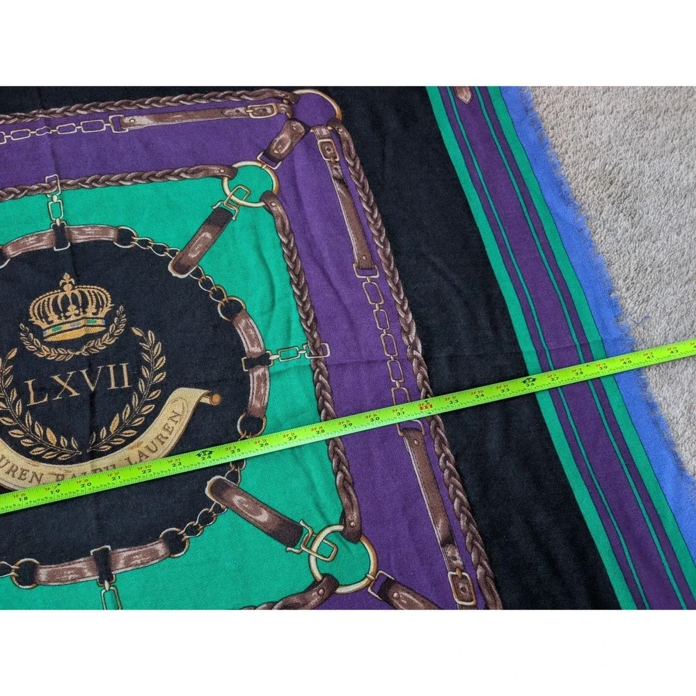 Vintage Lauren Ralph Lauren‎ Silk Scarf *HOLES Equestrian Belt Crest 40